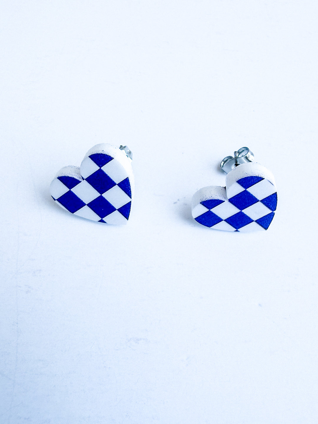 Acrylic Heart Checkered Studs