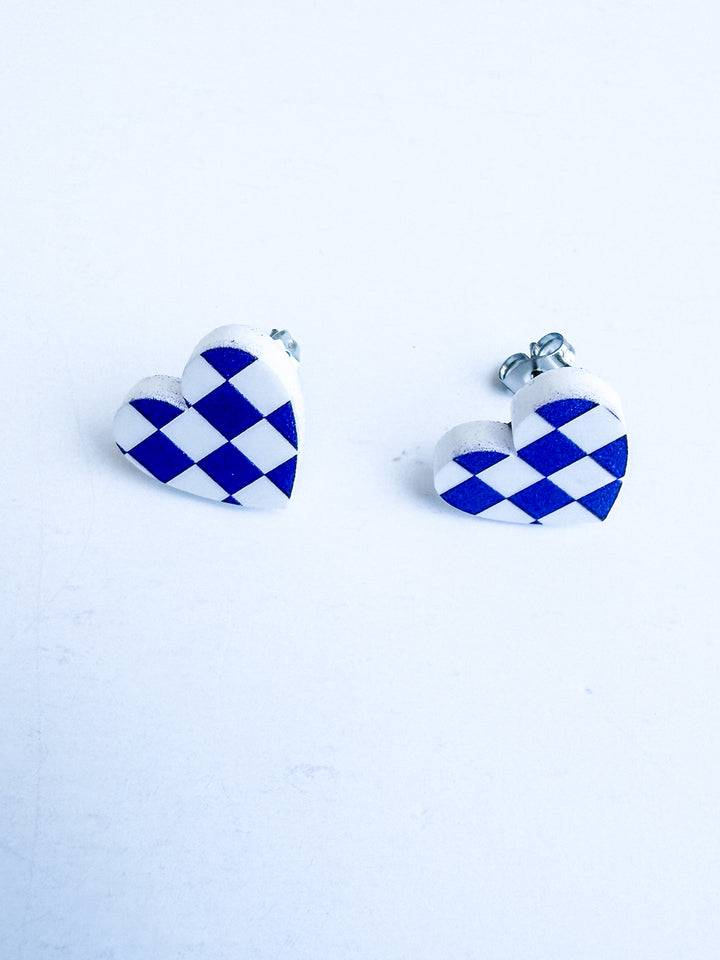 Acrylic Heart Checkered Studs
