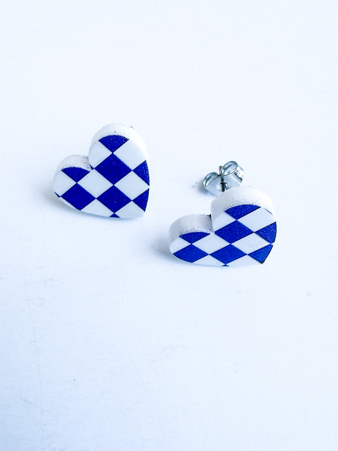 Acrylic Heart Checkered Studs