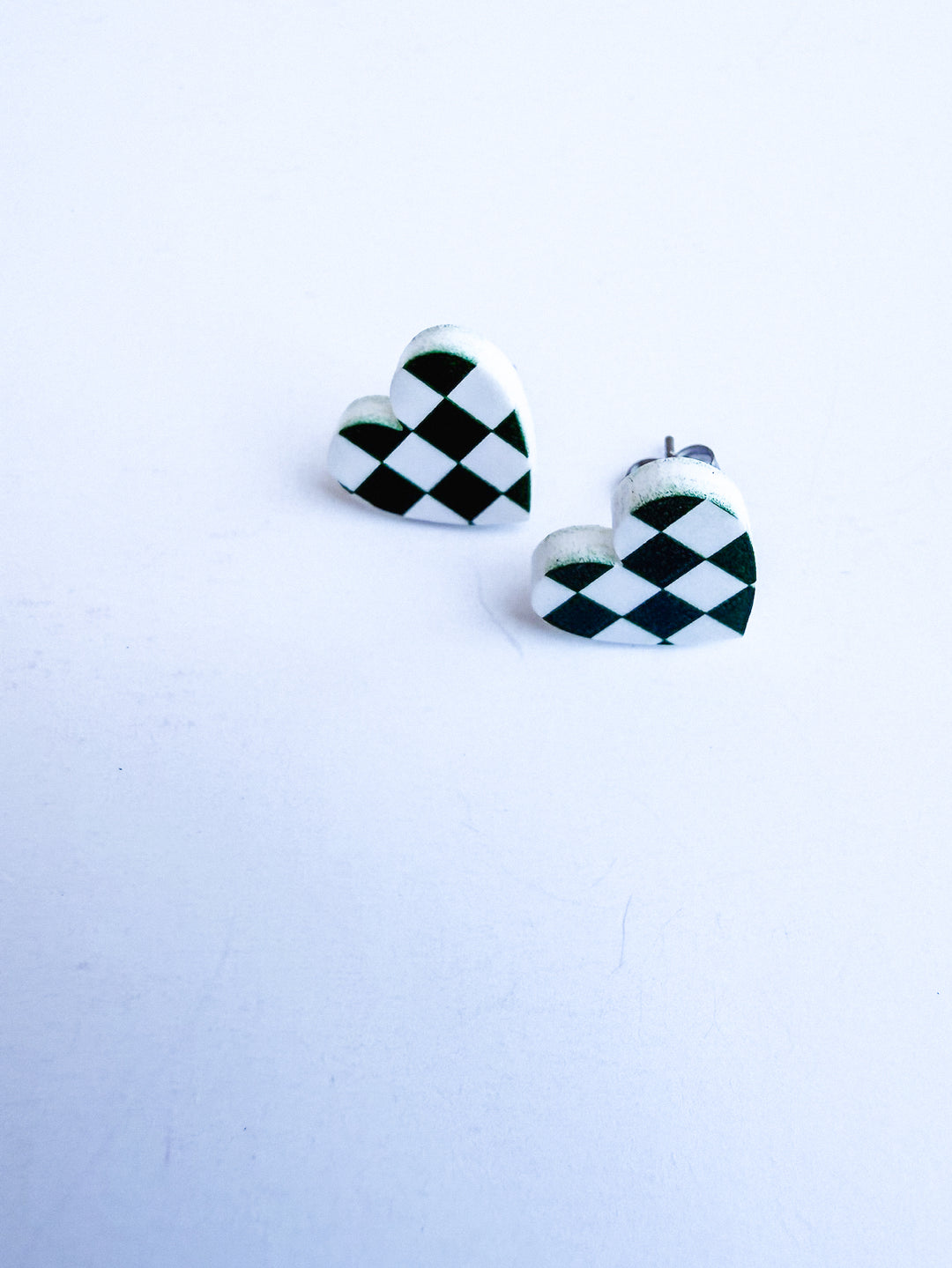 Acrylic Heart Checkered Studs
