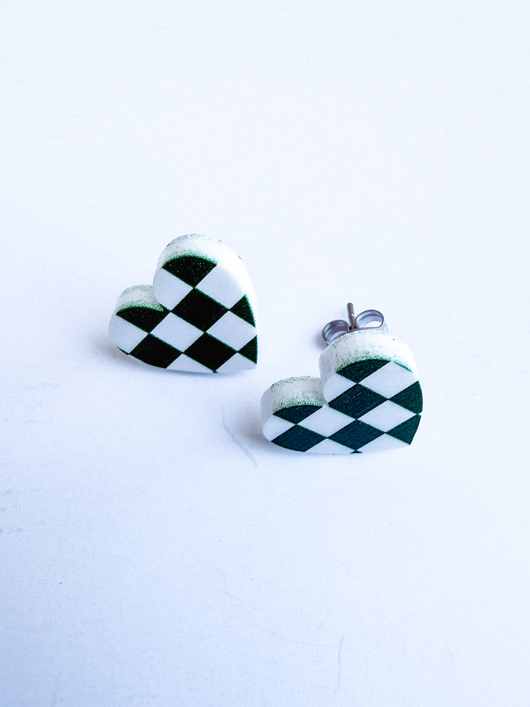 Acrylic Heart Checkered Studs
