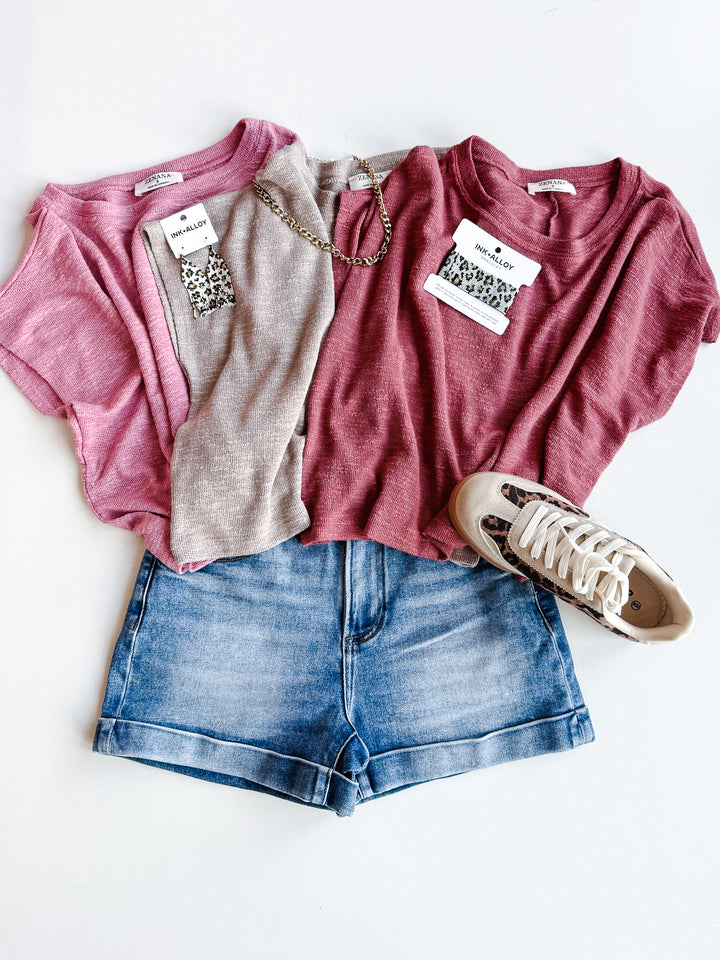 Daily Muse Hacci Cropped Round Neck