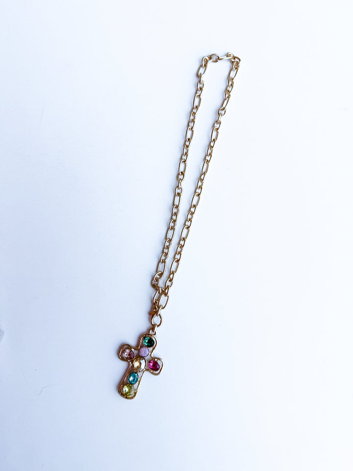 Colored in Faith Cross Link Necklace