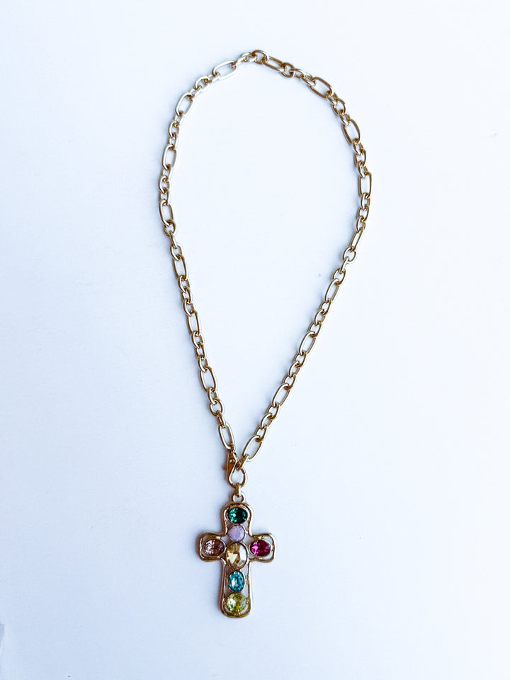 Colored in Faith Cross Link Necklace