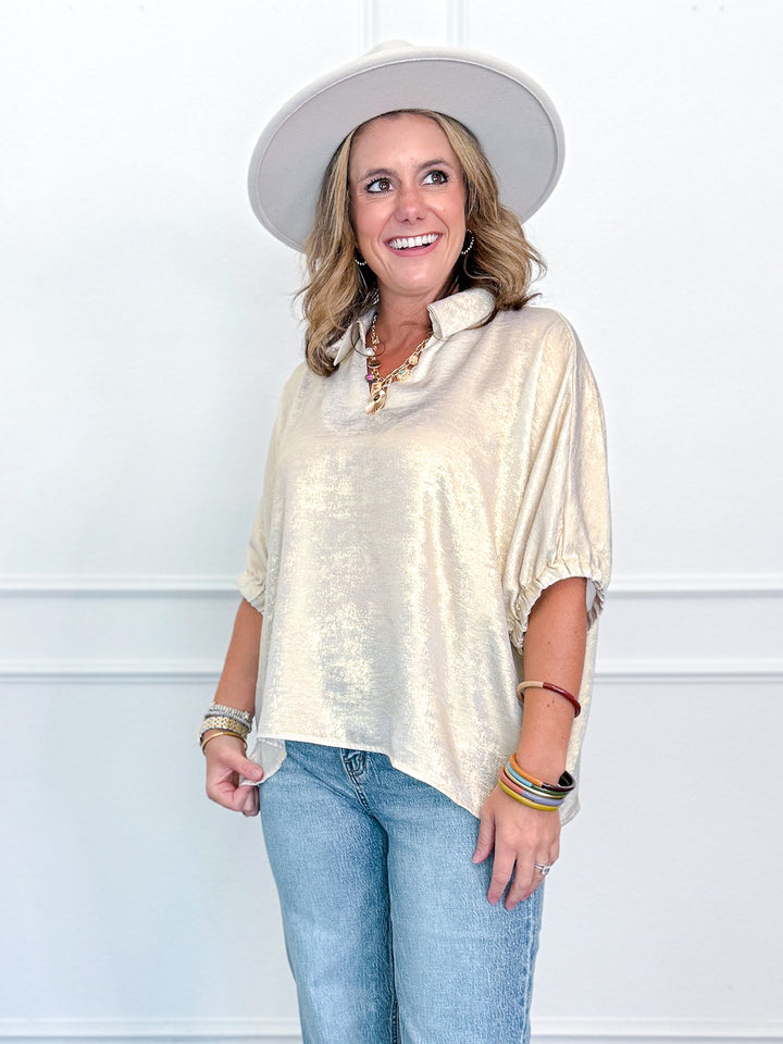 Sandy Shimmer V Neck