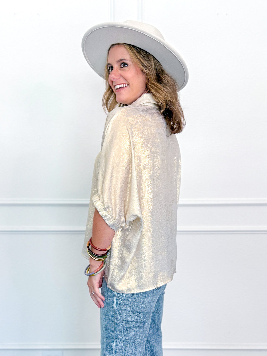 Sandy Shimmer V Neck