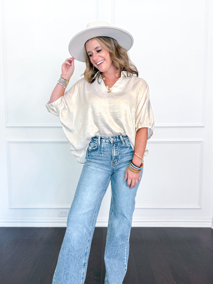 Sandy Shimmer V Neck