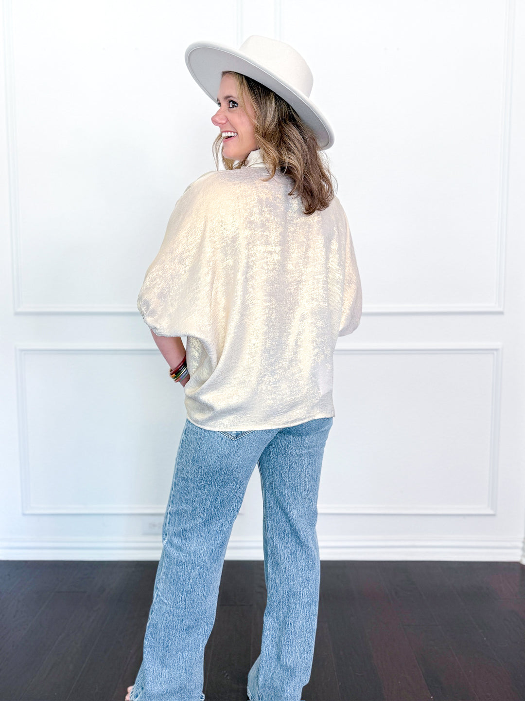 Sandy Shimmer V Neck