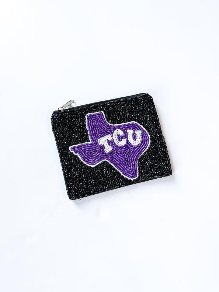 TCU Beaded Coin Purse
