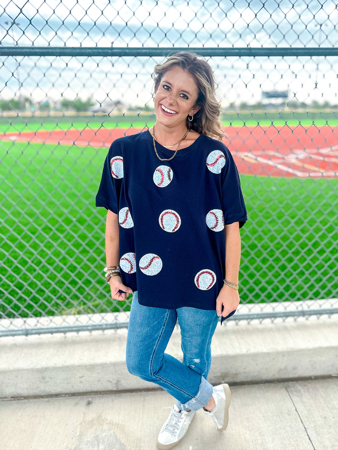 Baseball Babe Oversized Sequin Tee