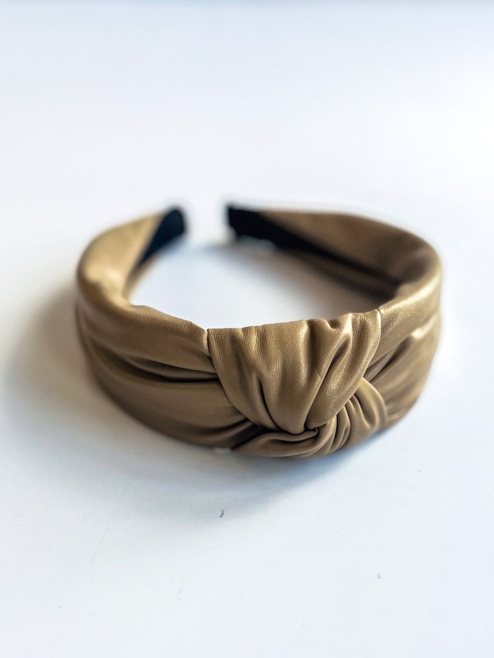 Neutral Faux Leather Knotted Headband