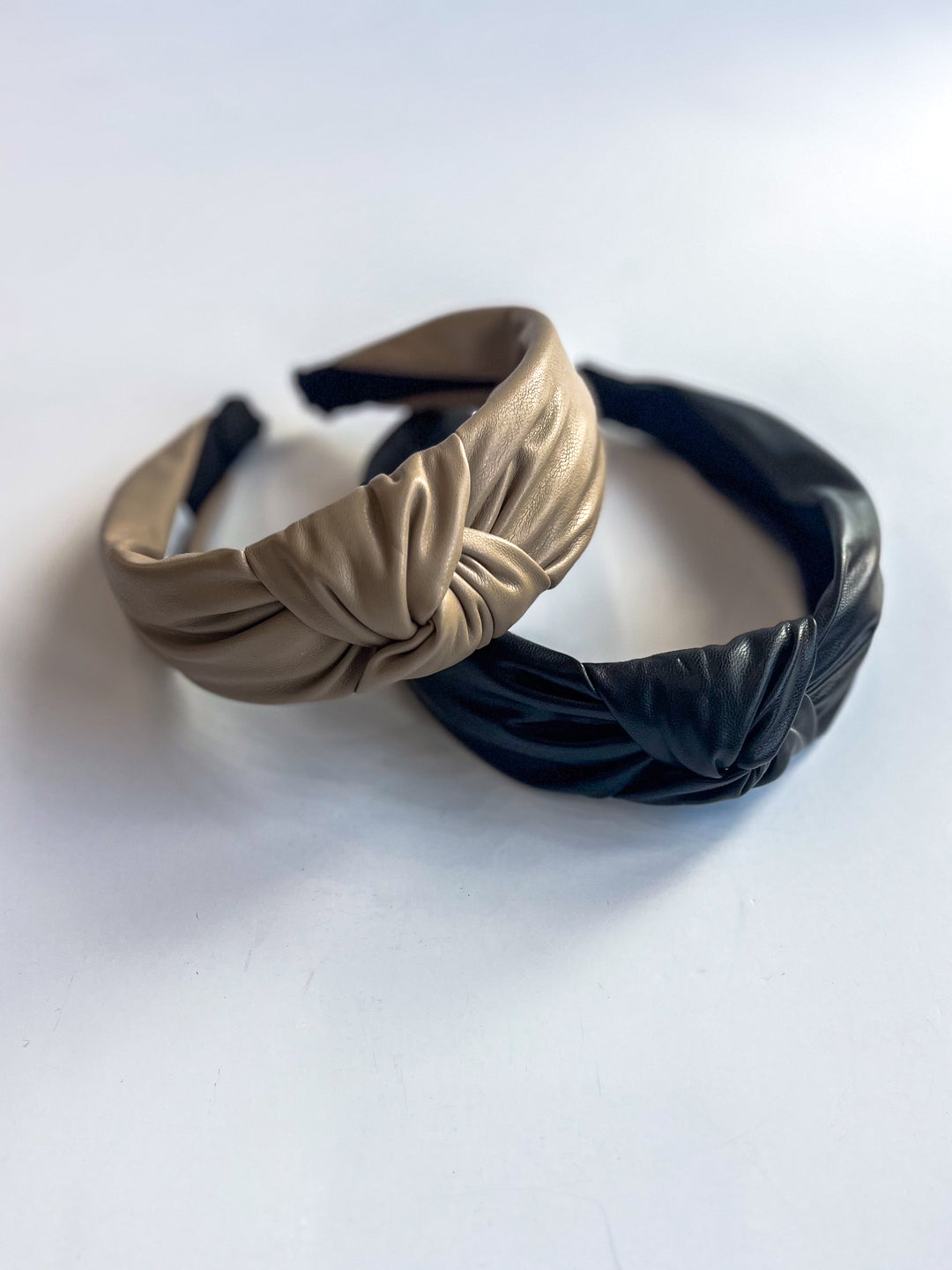 Neutral Faux Leather Knotted Headband