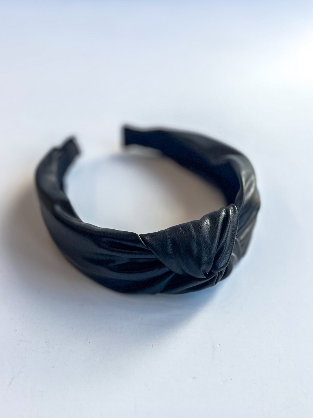 Black Faux Leather Knotted Headband