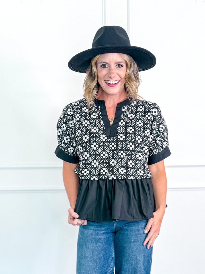 Patty Patterned Blouse with Ruffle