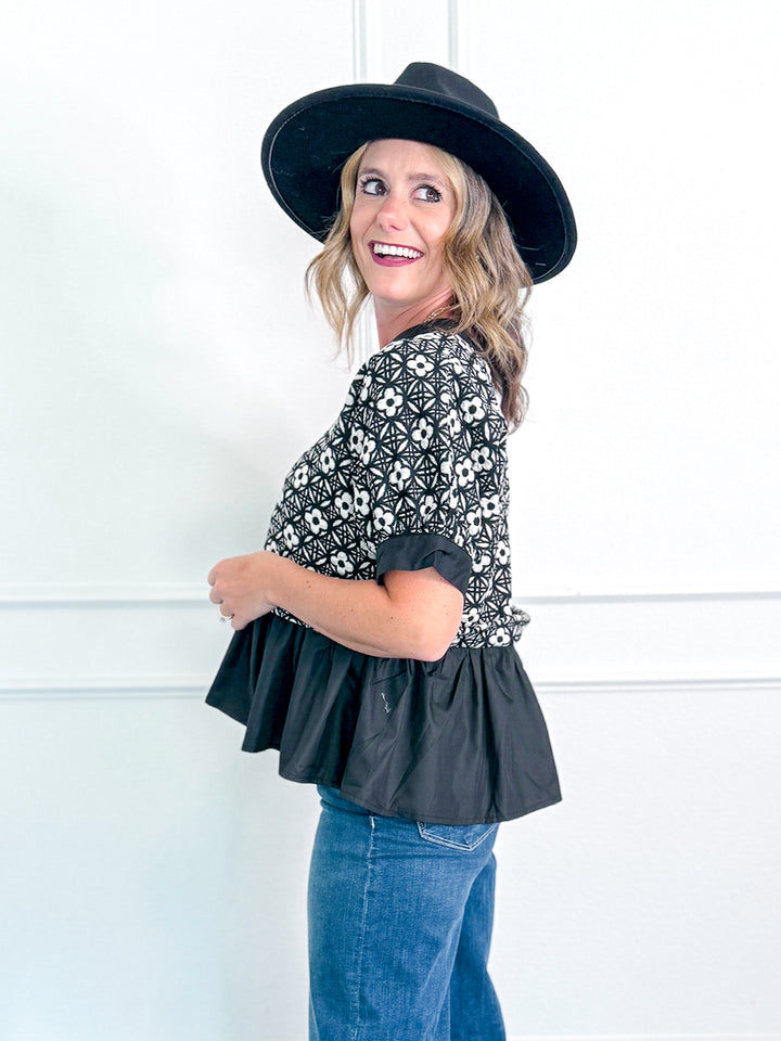 Patty Patterned Blouse with Ruffle