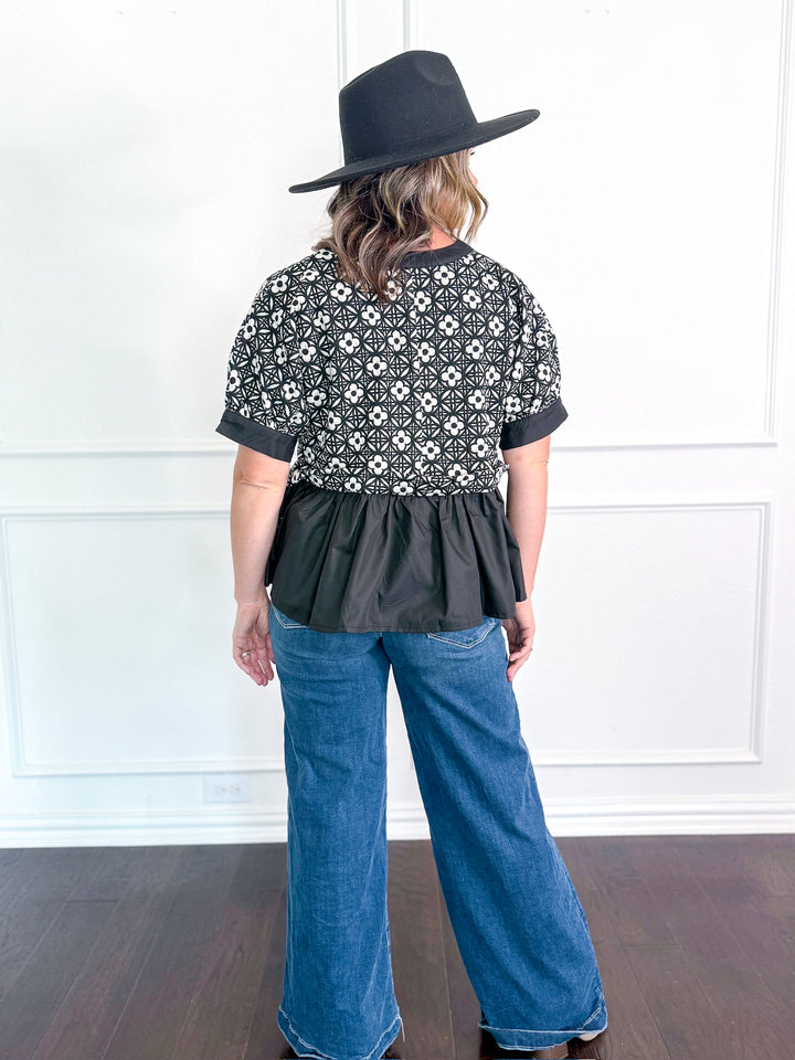Patty Patterned Blouse with Ruffle