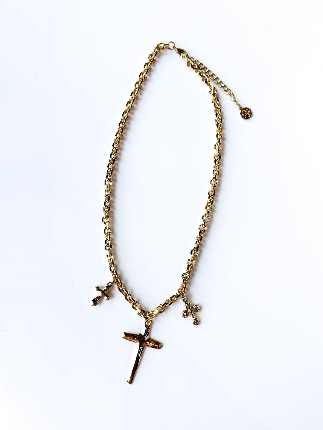 18K Gold Plated Chain Necklace with Cross Charms