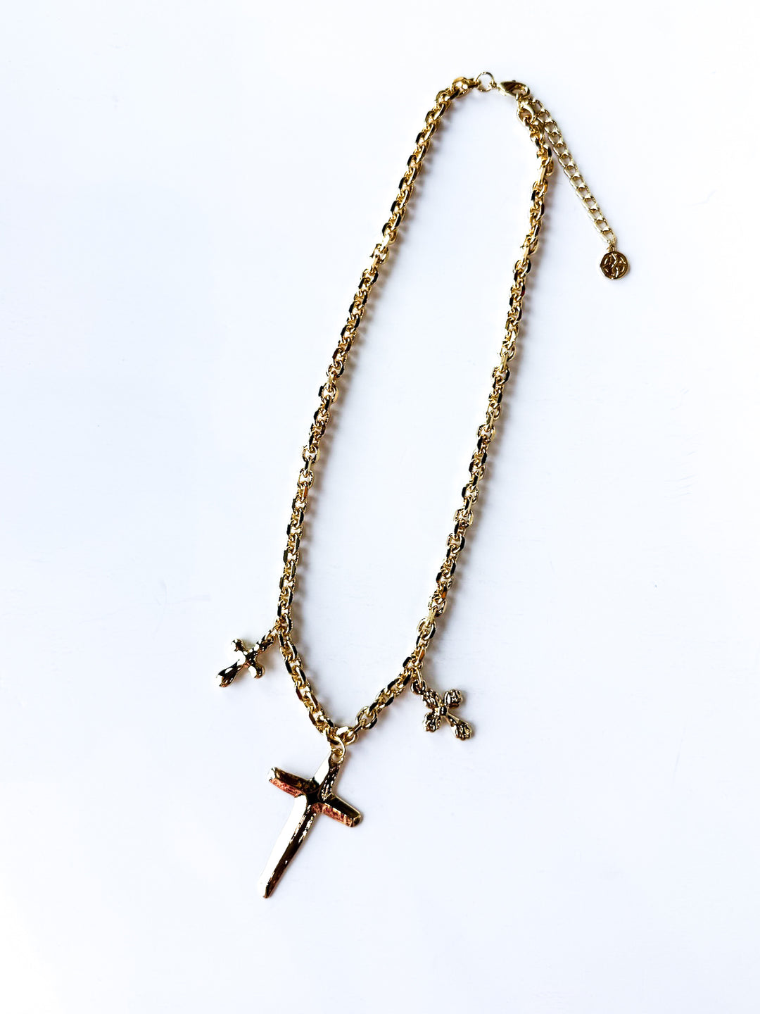 18K Gold Plated Chain Necklace with Cross Charms