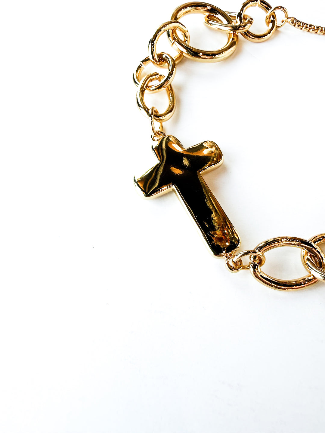 18K Gold Plated Chain Bracelet with Gold Cross