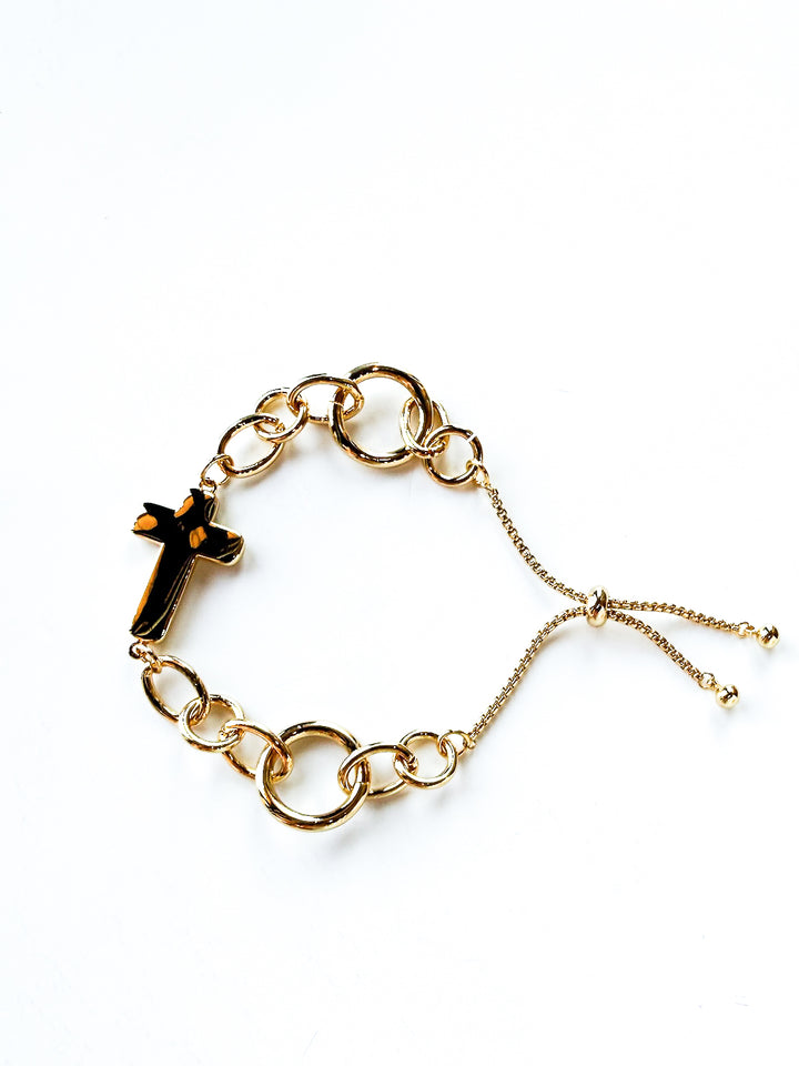 18K Gold Plated Chain Bracelet with Gold Cross