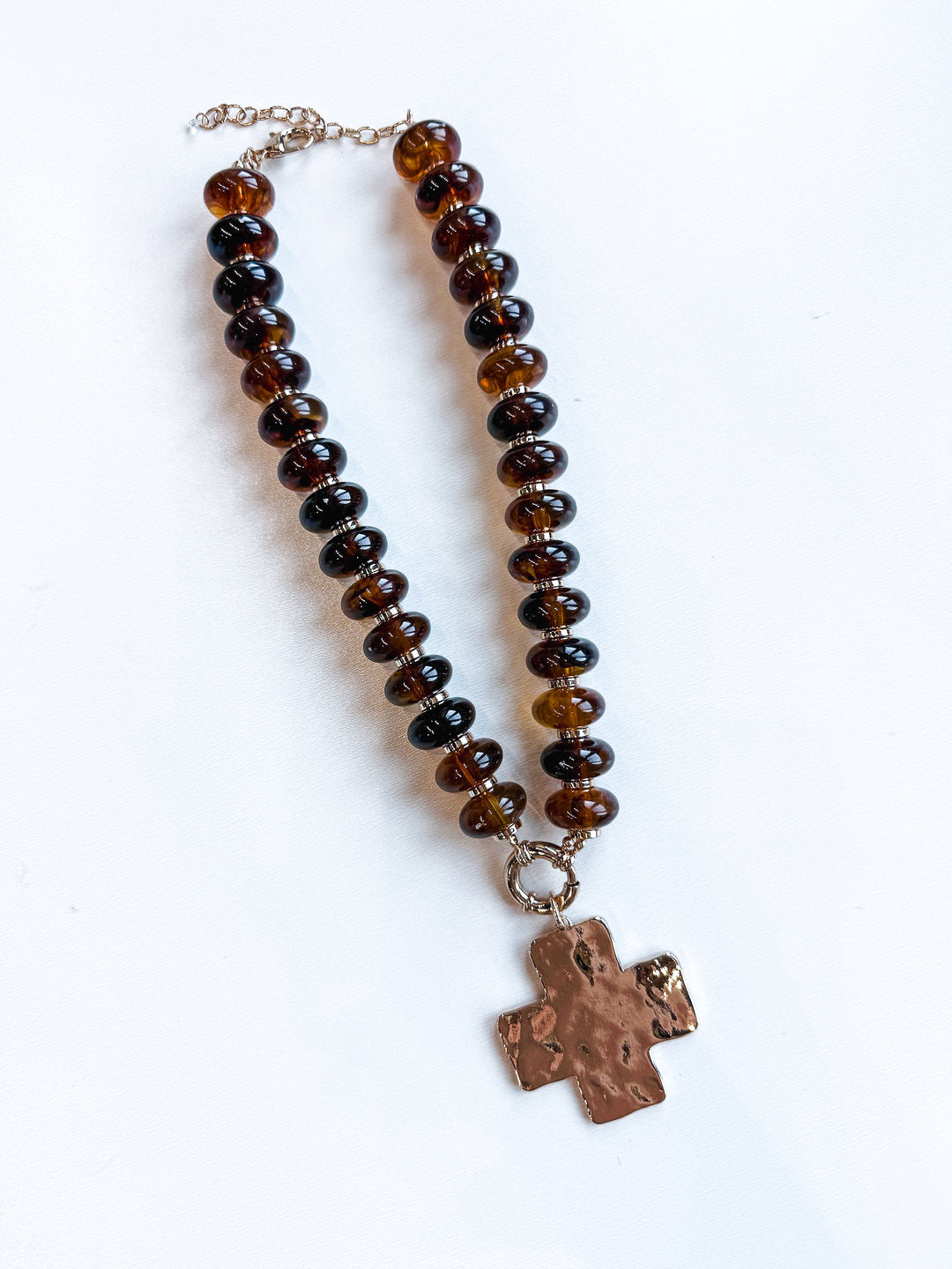 All Eyes On Him Bead Necklace with Cross