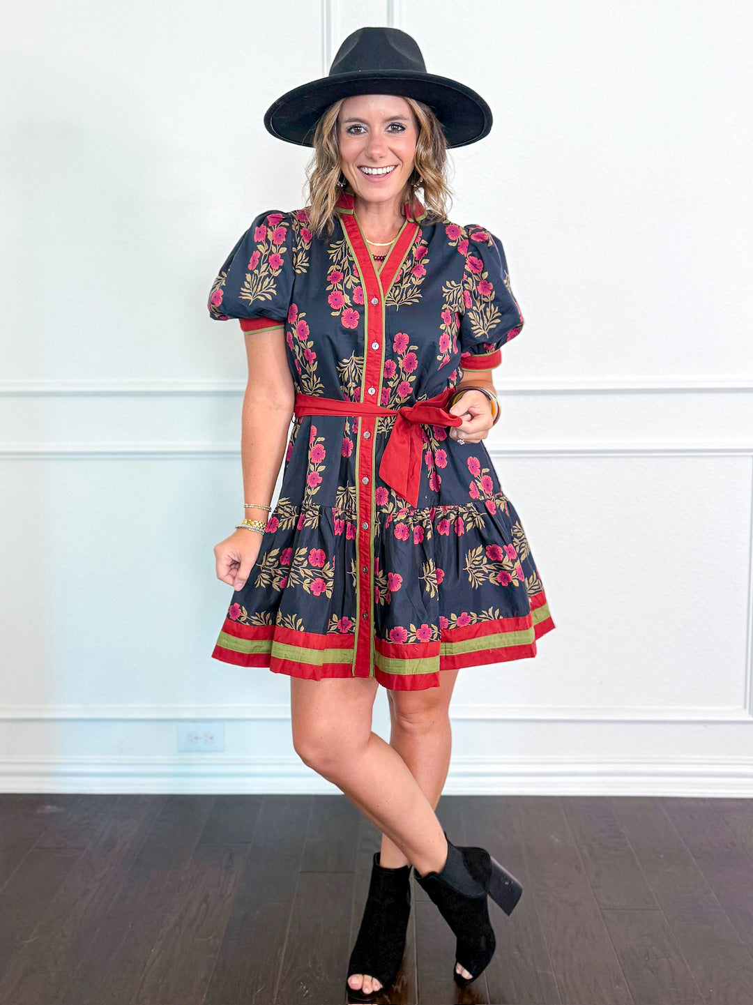 Autumn Bloom Puff Sleeve Dress