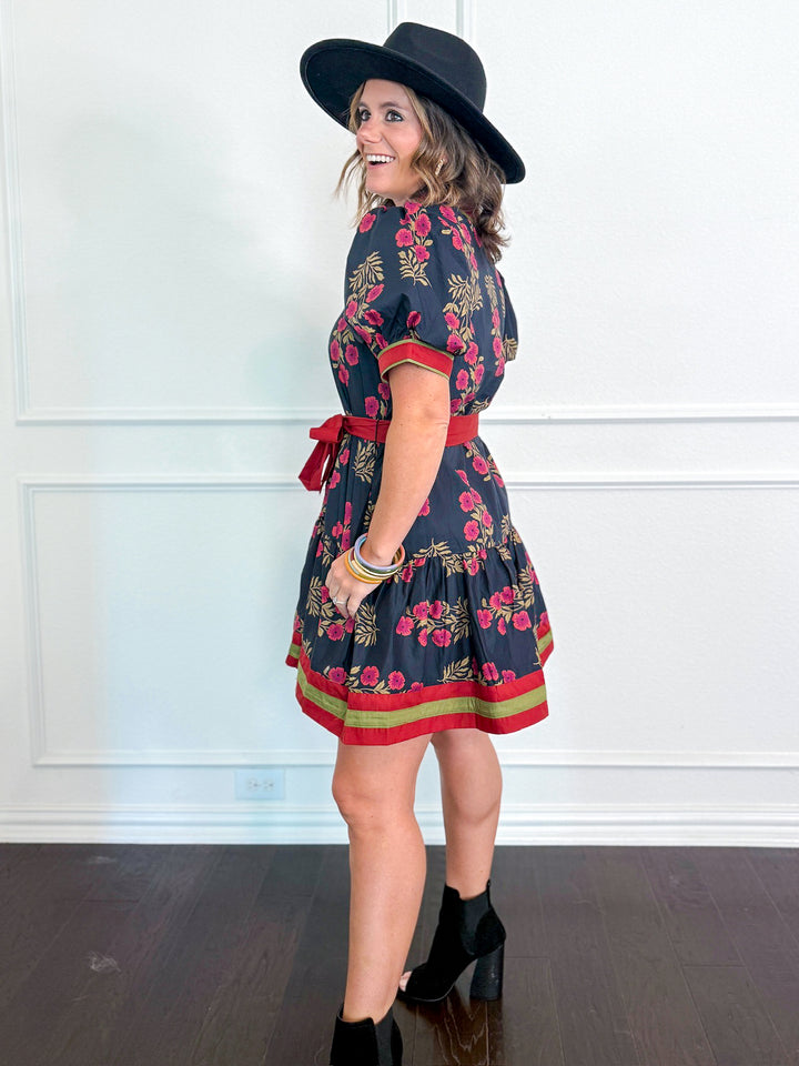 Autumn Bloom Puff Sleeve Dress
