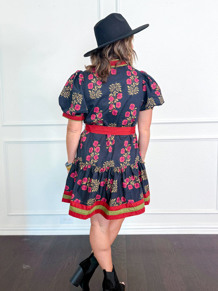 Autumn Bloom Puff Sleeve Dress