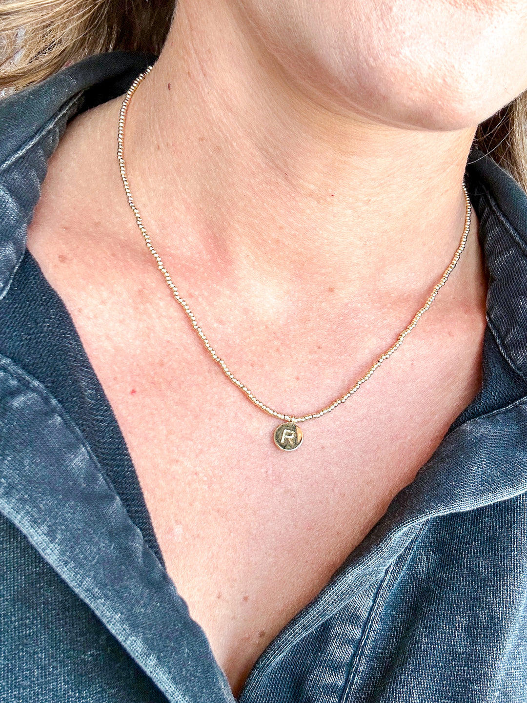 Beads on Beads Initial Necklace