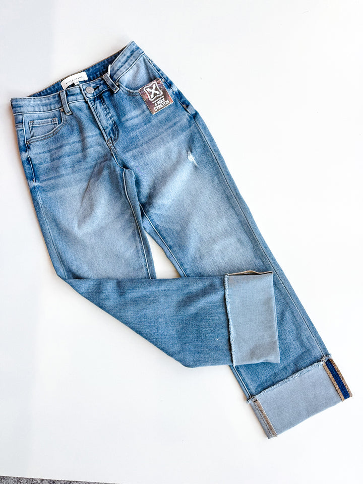 Risen TC 4 Way Stretch Mid Rise Crop Straight