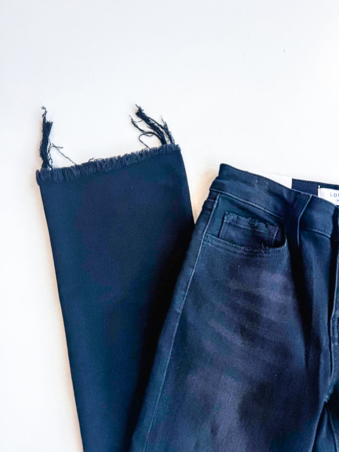 Lovervet Mid Rise Raw Distressed Hem Crop Flare