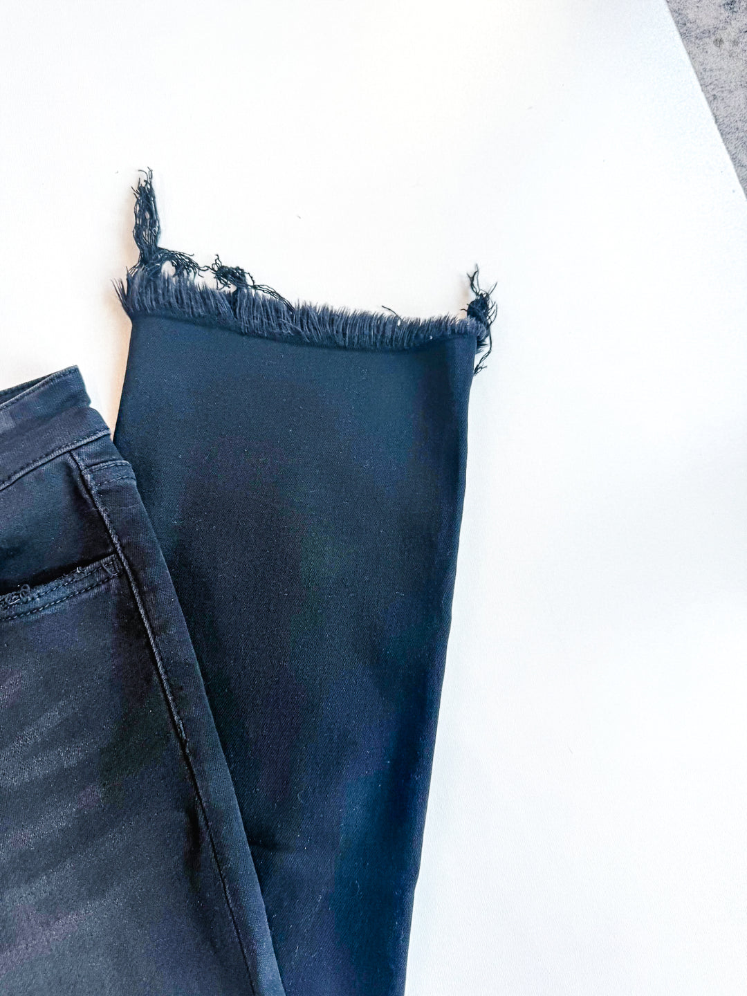 Lovervet Mid Rise Raw Distressed Hem Crop Flare