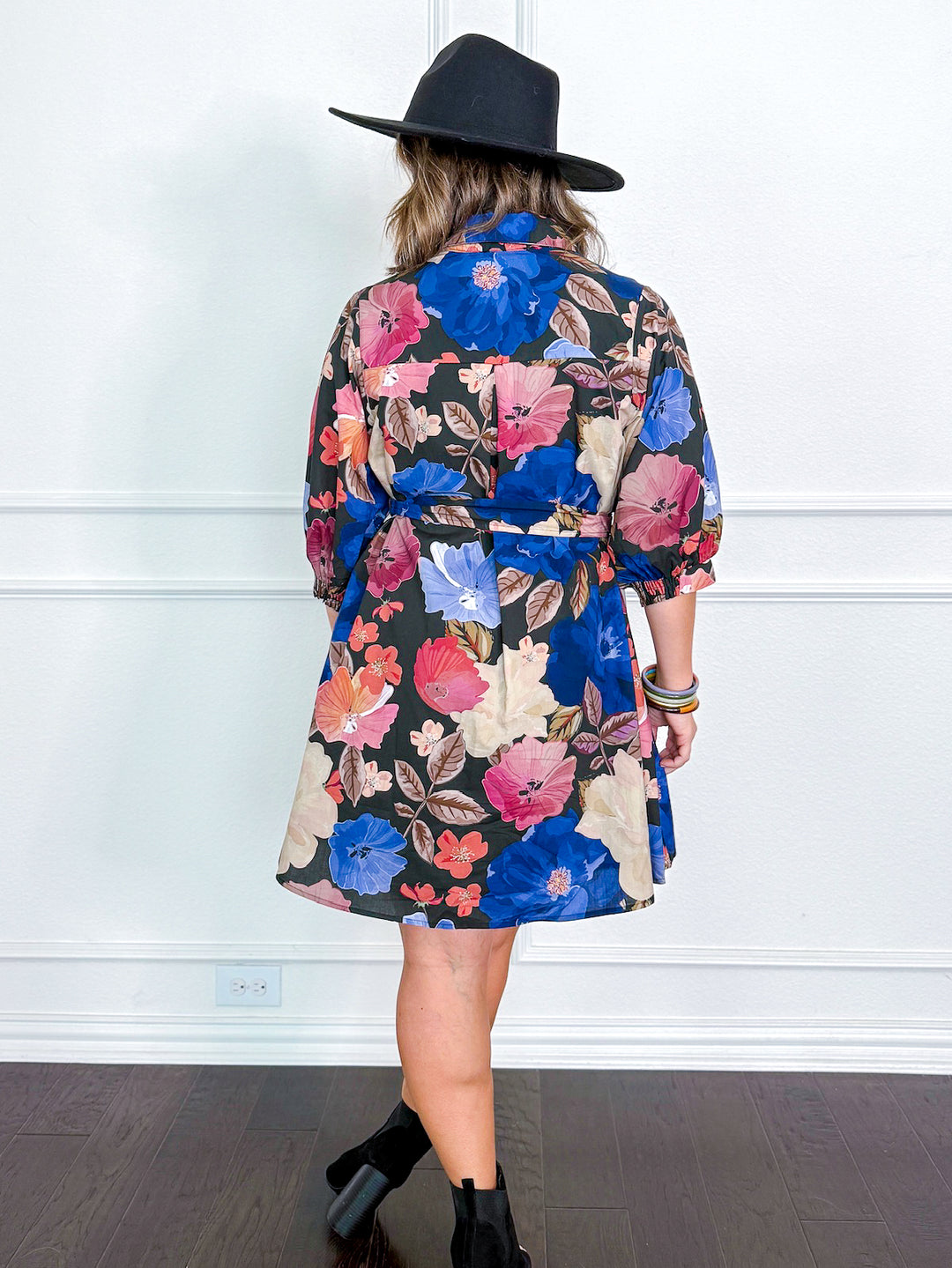 Midnight Bloom Tie Waist Dress