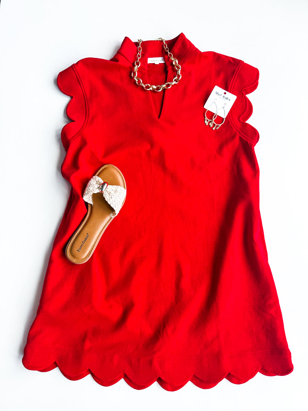 Petal Trim V Neck Dress