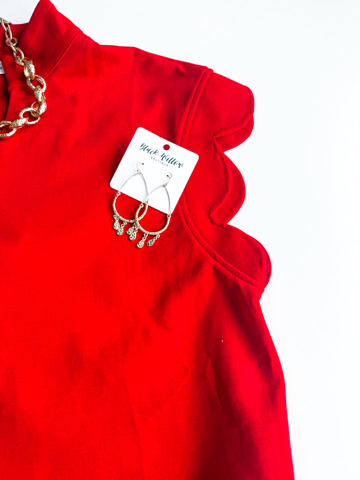 Petal Trim V Neck Dress