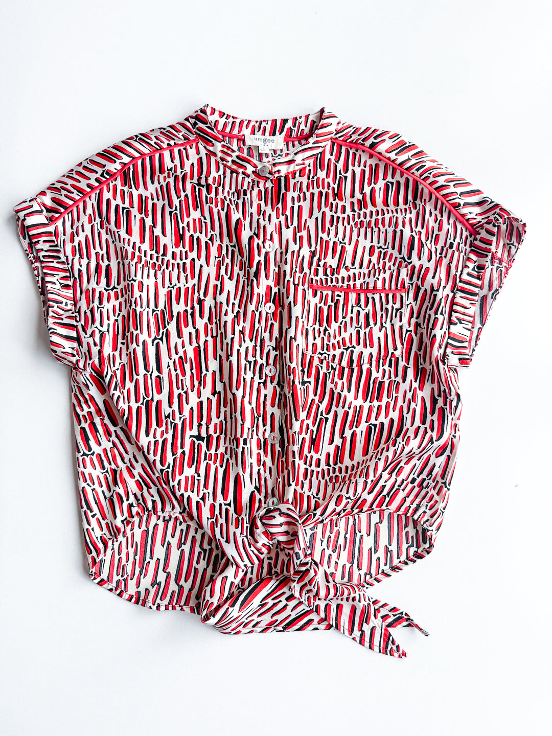 Belle Print Tie Front Blouse