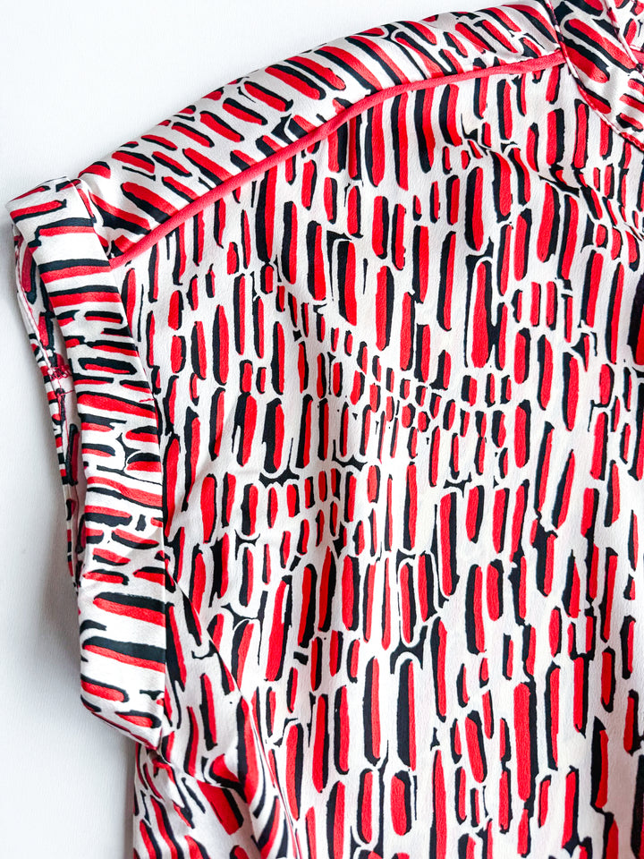 Belle Print Tie Front Blouse
