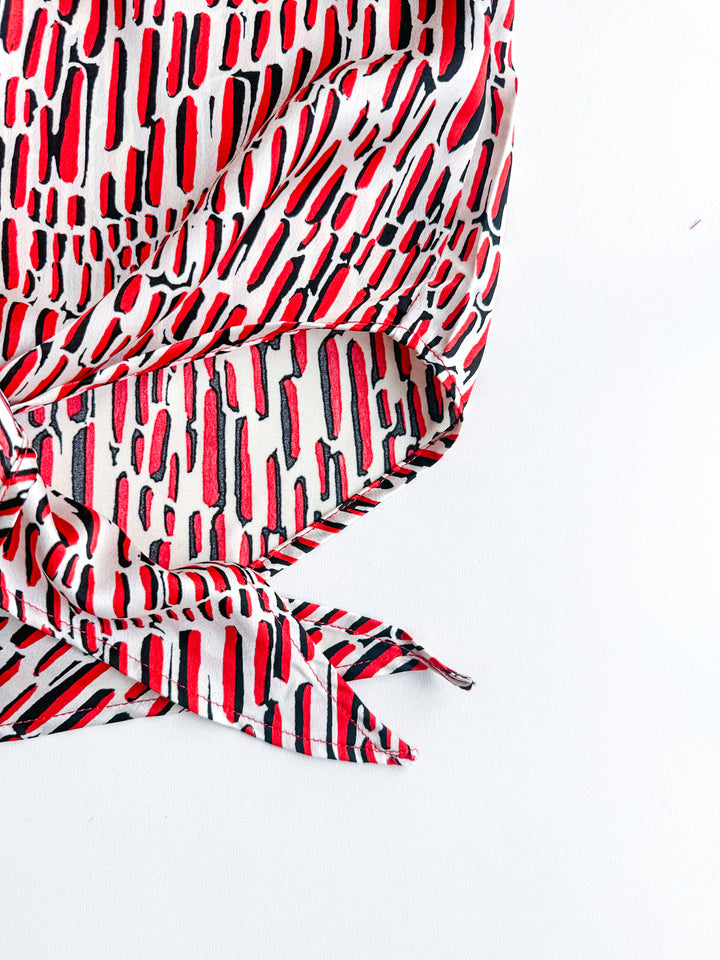 Belle Print Tie Front Blouse