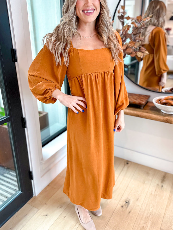 Rustic Long Sleeve Maxi Dress