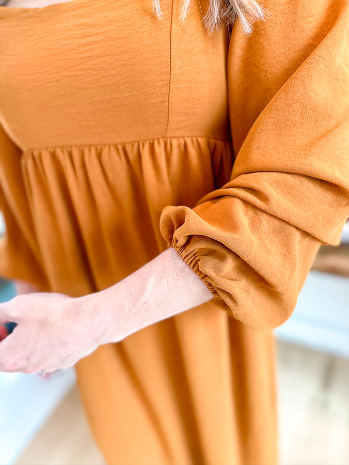 Rustic Long Sleeve Maxi Dress