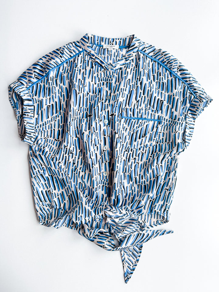 Belle Print Tie Front Blouse