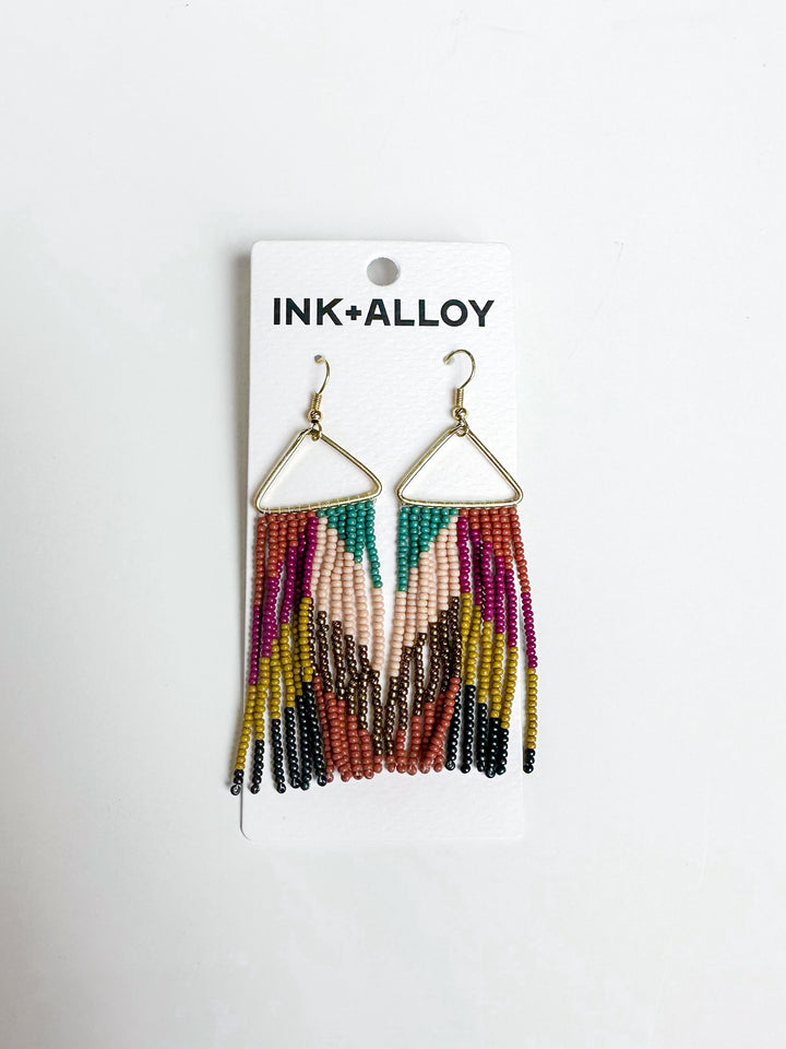 Whitney Chevron Beaded Fringe Earring