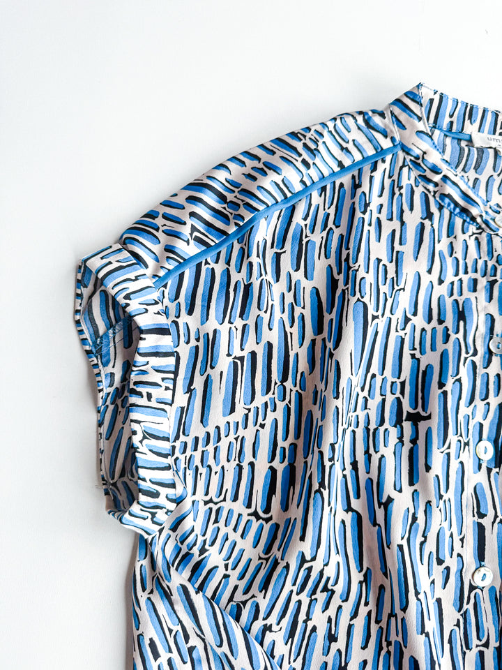 Belle Print Tie Front Blouse
