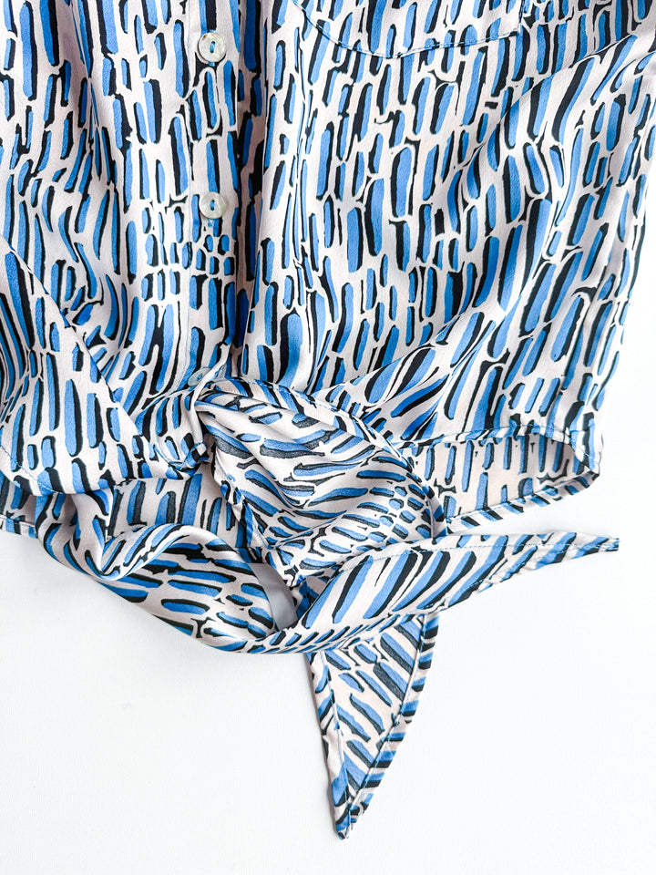 Belle Print Tie Front Blouse