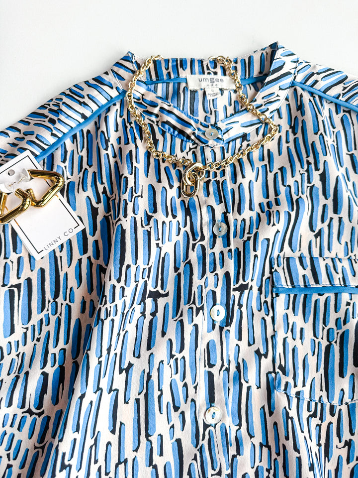 Belle Print Tie Front Blouse