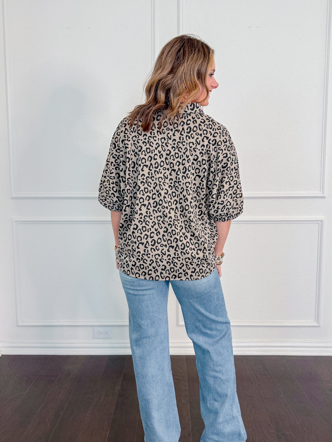 Collared Knit Leopard Top