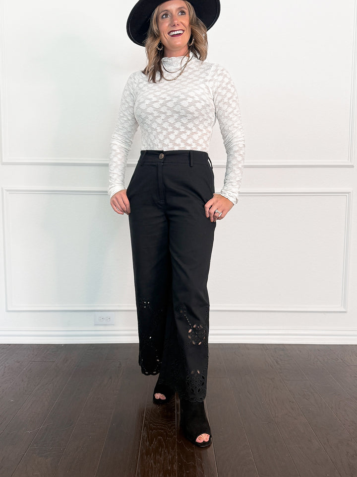Noir Petal Hem Pants