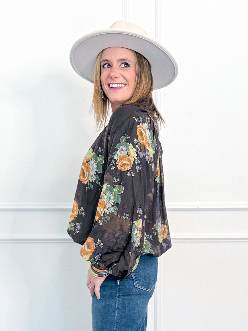 Garden Gathered Flowy Blouse