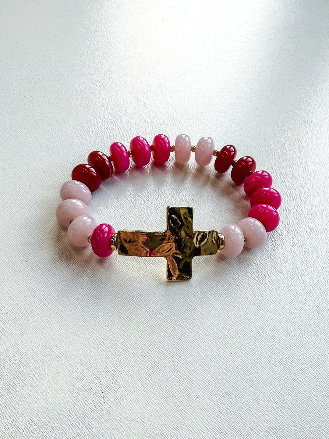 Beaded Stretch Bracelet with Cross