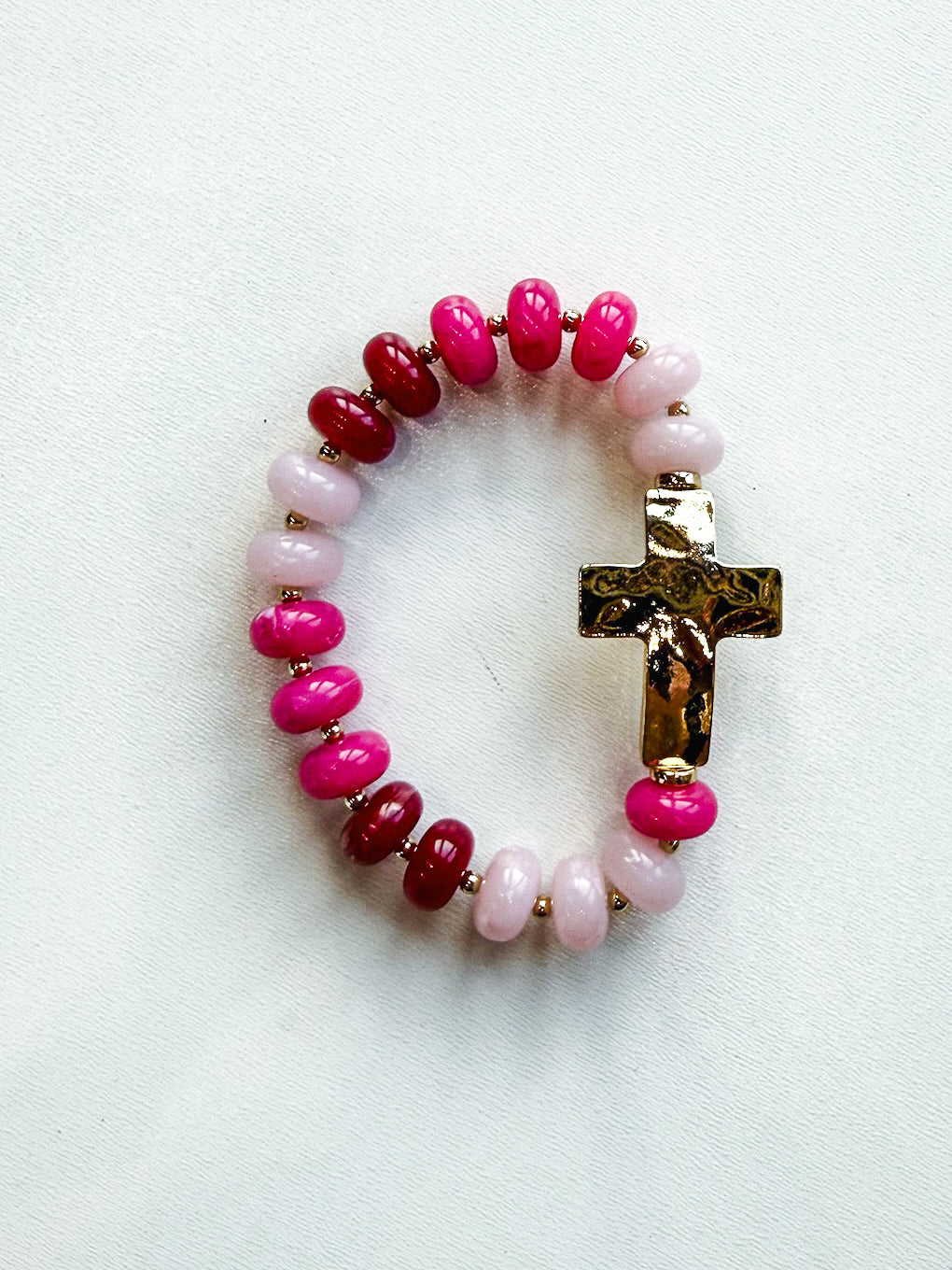 Beaded Stretch Bracelet with Cross